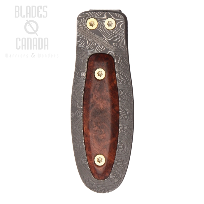 Lion Steel Money Clip, Damascus, Brierwood Inlay PB-D RA